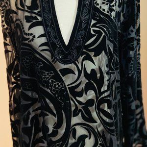 Chicos Black Burnout Velvet Top L